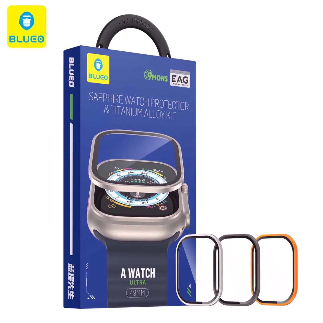 پکیج محافظ صفحه یاقوت و گارد دور ساعت اپل واچ بلو -Blueo SAPPHIRE Package Ring & Guard Around Apple Watch Ultra ۱/۲/۳ - 49mm