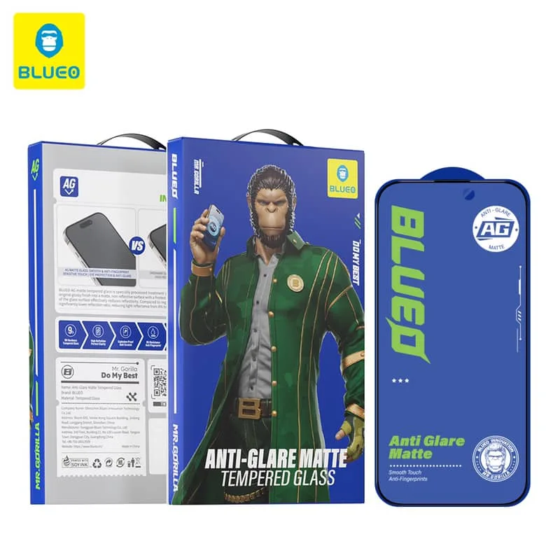 گلس ، محافظ صفحه بلو مات Blueo Full Cover Anti Glare Matte Glass Anti Static Iphone