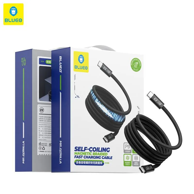 کابل شارژ بلو Blueo Self-Coiling Magnetic Brraided Fast Charging Cable