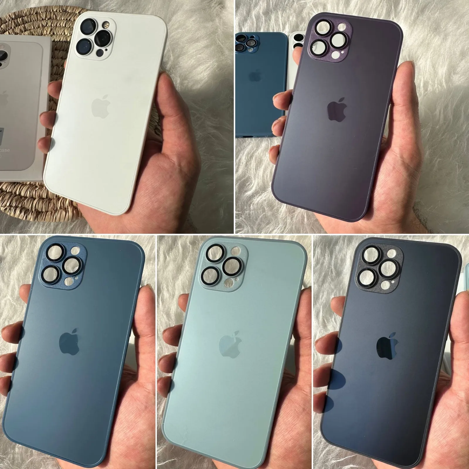 قاب AG GLASS با محافظ لنز اورجینال Apple iphone